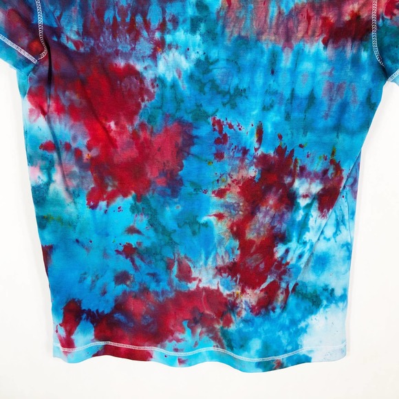 Chaps Small Top Flying Fireworks Blue Red Short Sleeve Tee Handmade Tie Dye 1038 - Picture 4 of 9